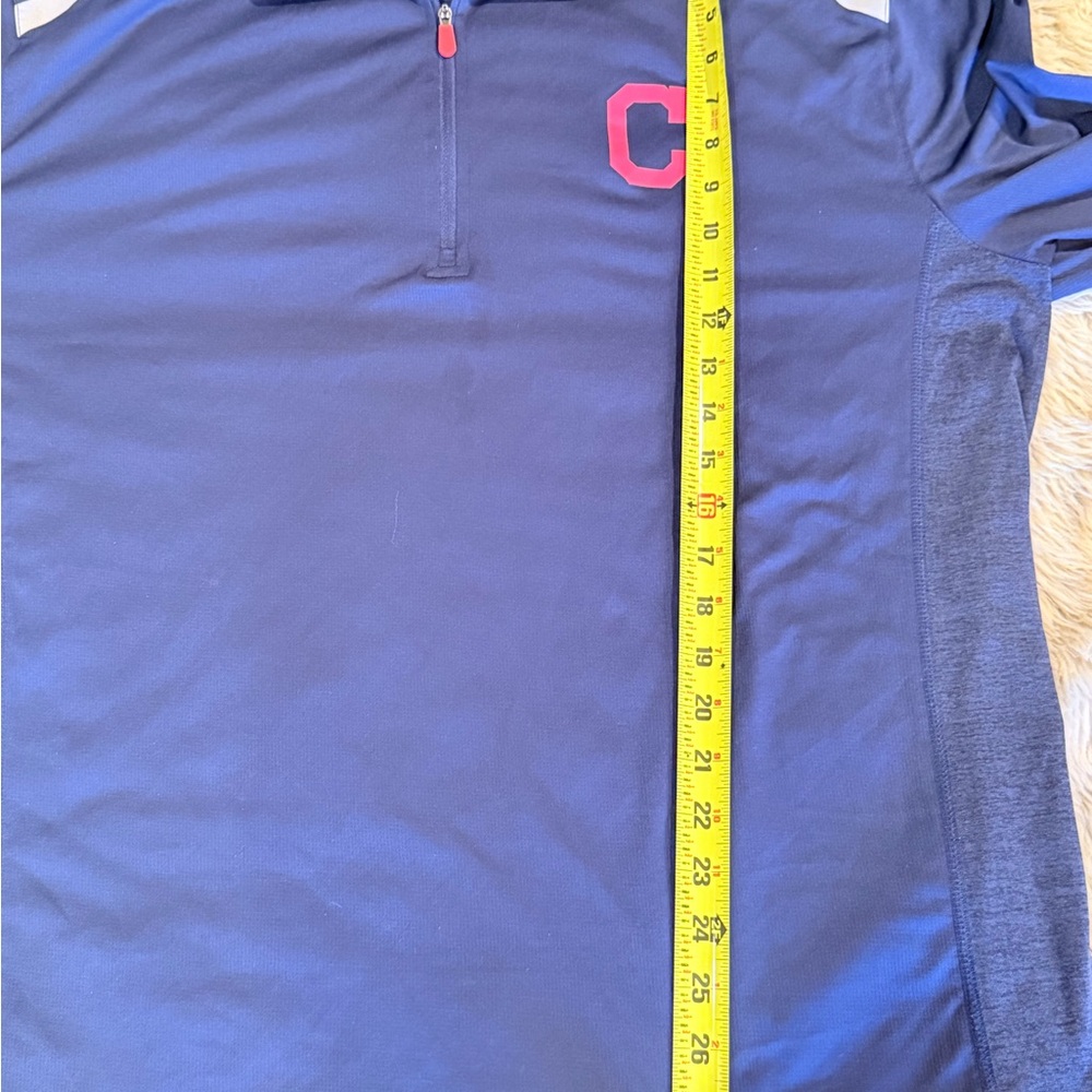 Majestic Cleveland Guardians Navy and Red Quarter-Zip Cool base top. - Picture 6 of 7